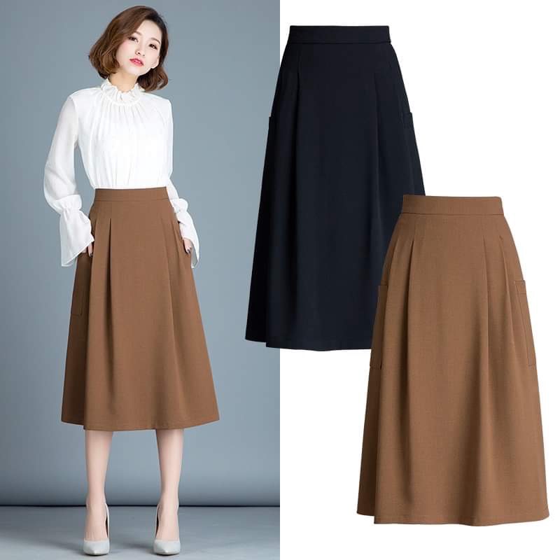 Chân Váy Midi Xếp Ly 2 Túi Bên 921 - P0/K20