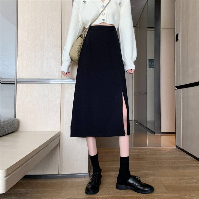 Chân Váy Dáng Dài Xẻ Tà Ulzzang Chất Tuyết Mưa CV808 P0/K20