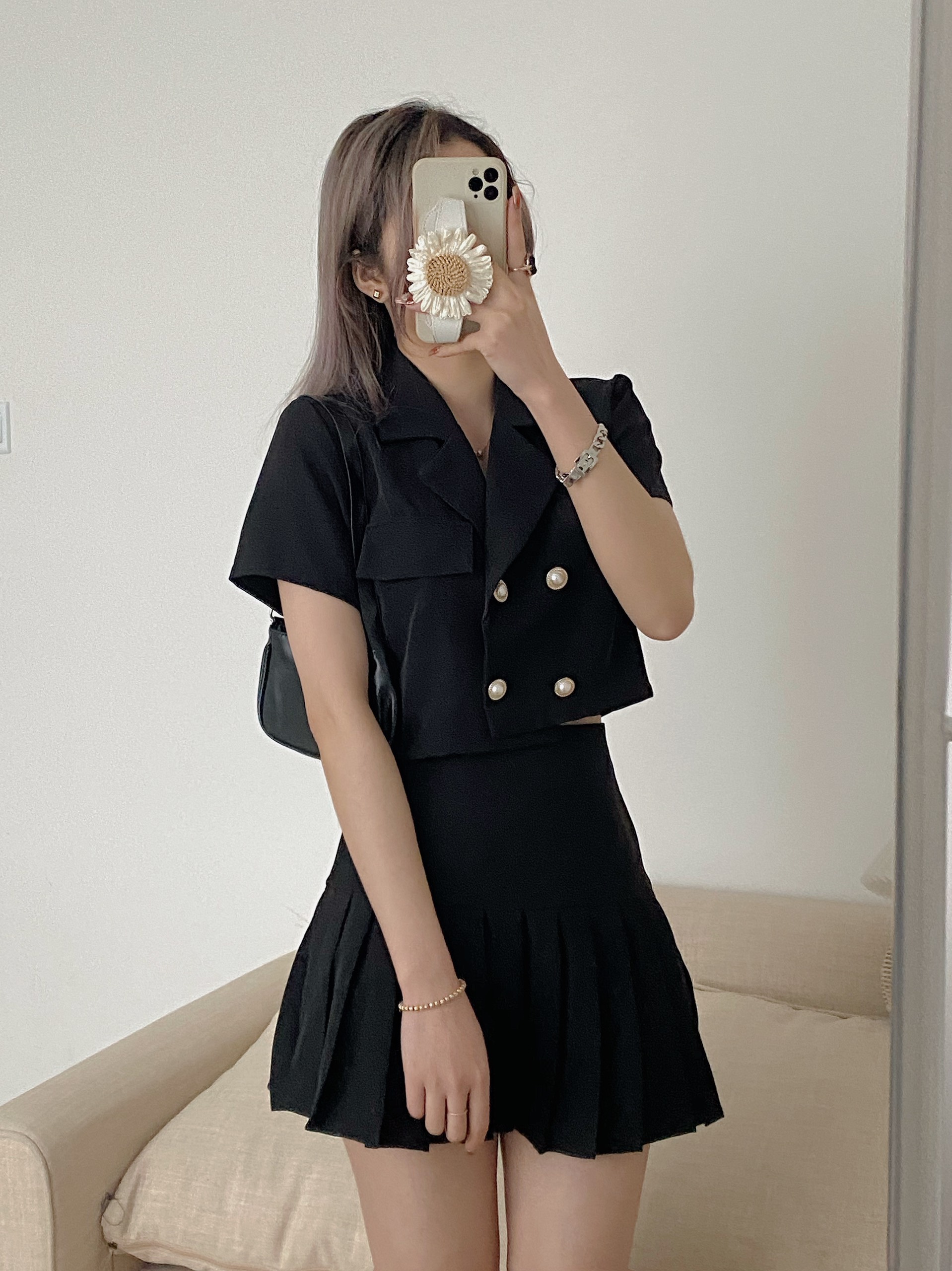 Set Vest Chân Váy Xếp Ly