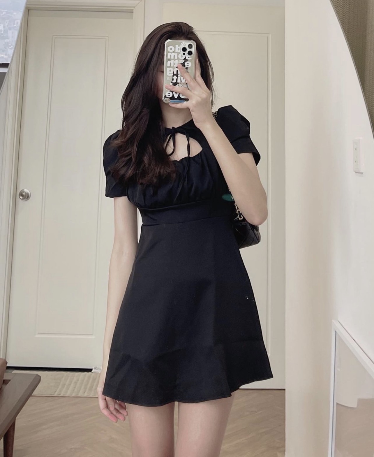 Váy cổ nơ tay bồng 268