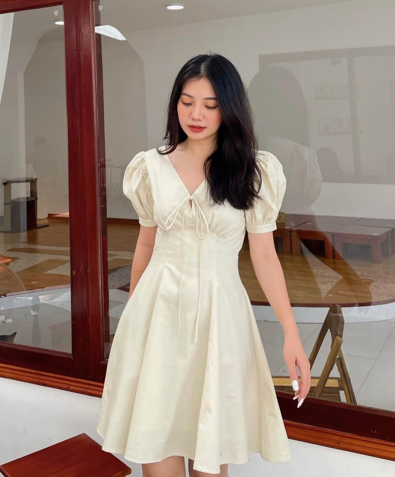 VÁY XOÈ TAY BỒNG 2 MÀU 110