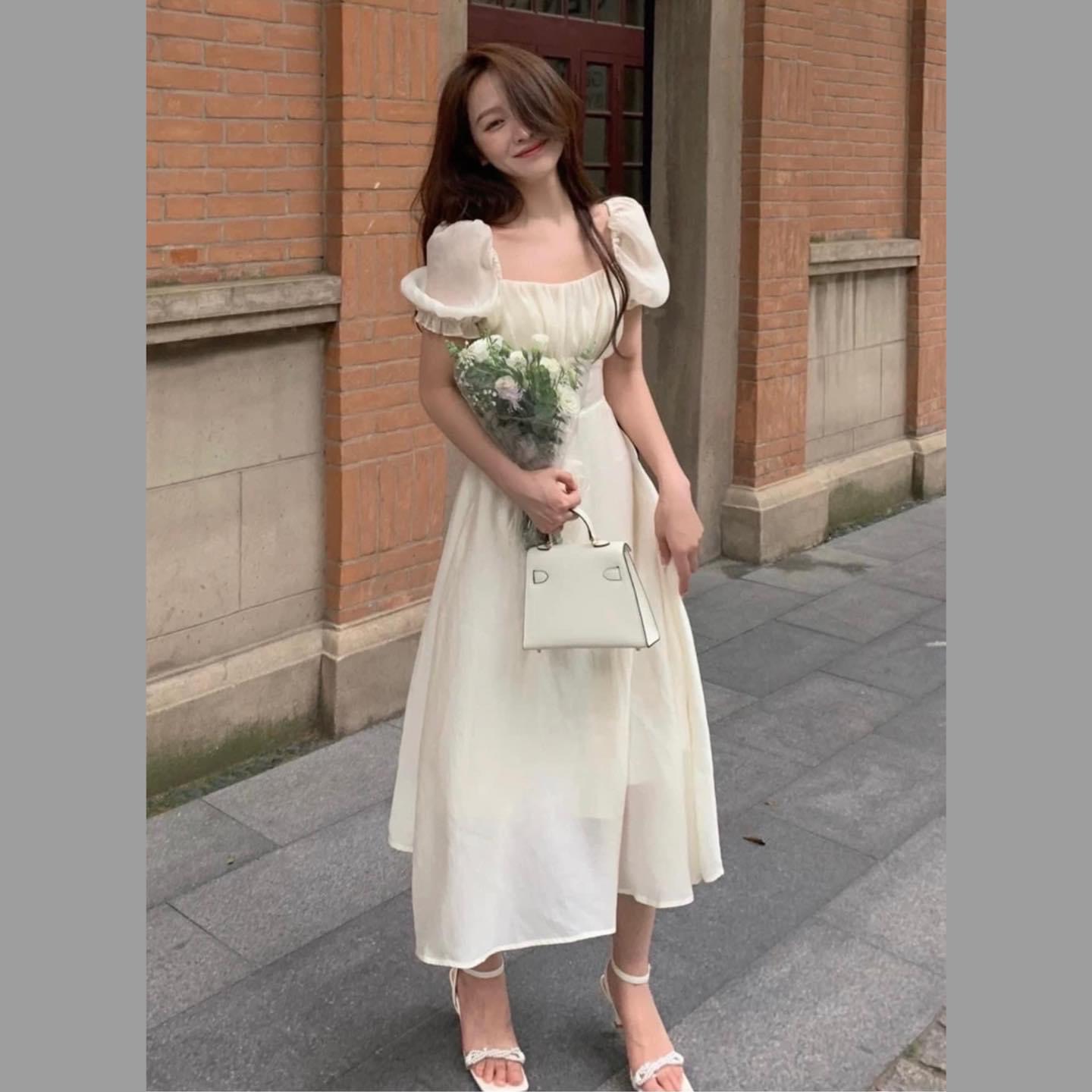 VÁY TƠ 2 LỚP CỔ VUÔNG TAY BỒNG 012