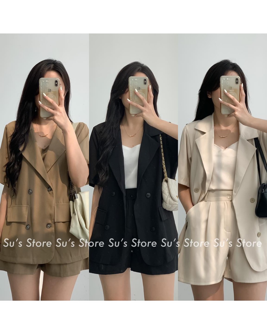 shetblazer1501 Set vest 3 món kèm áo 2 dây
