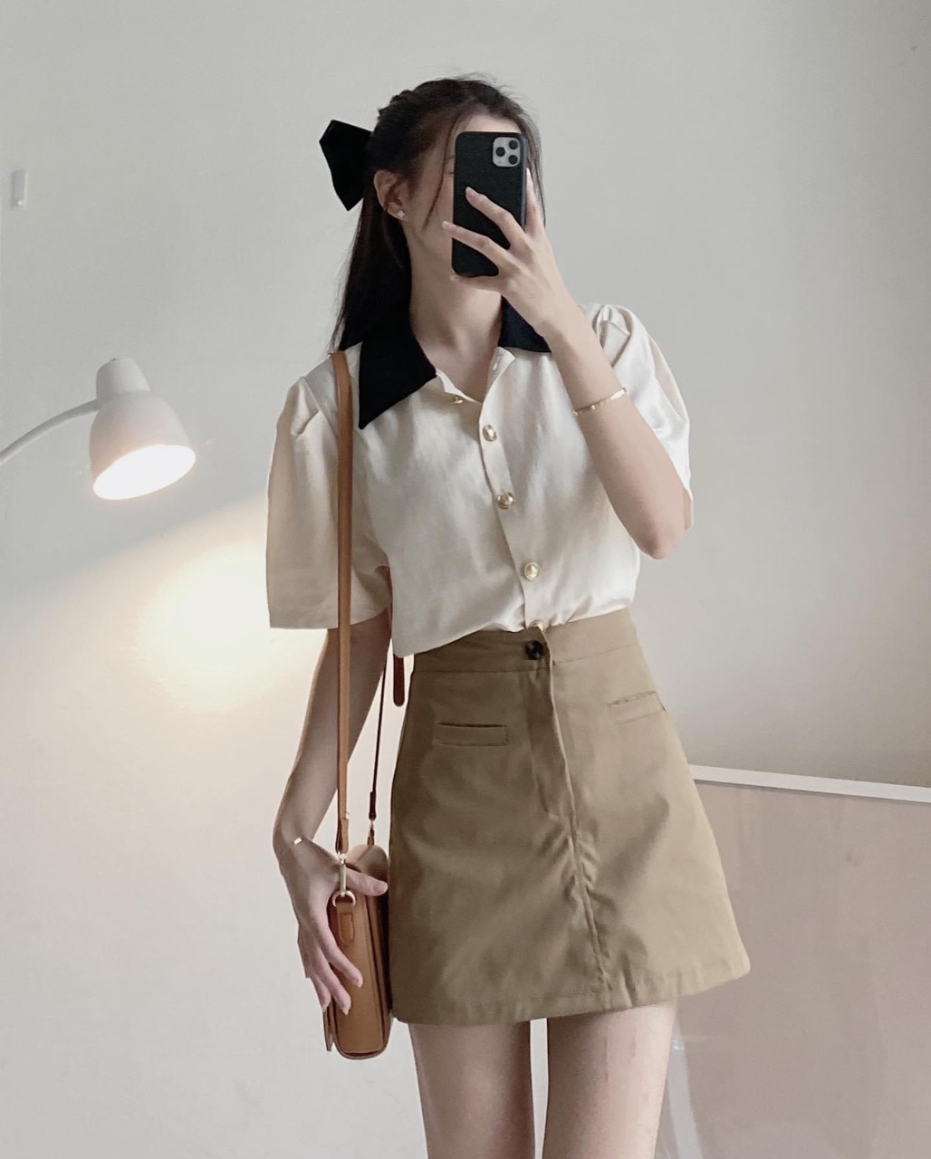 Aosomiphoico0132 Áo sơ mi cộc tay phối cổ