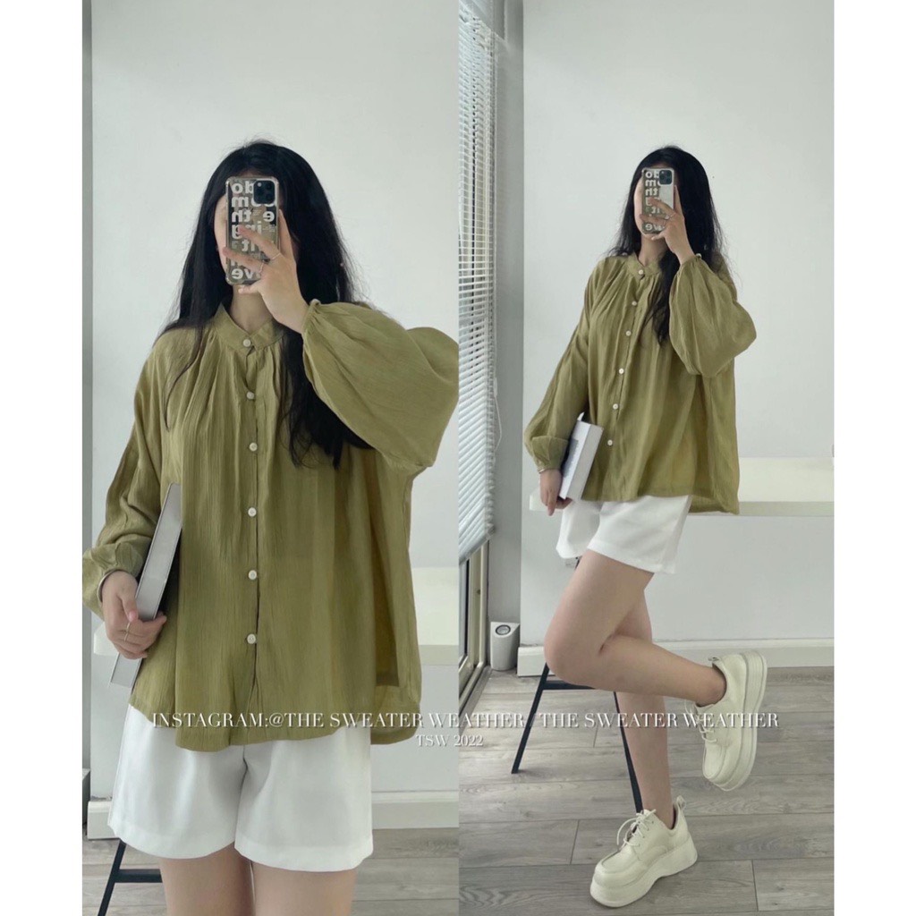 AocotautaybongA3255 áo cổ tàu tay bồng