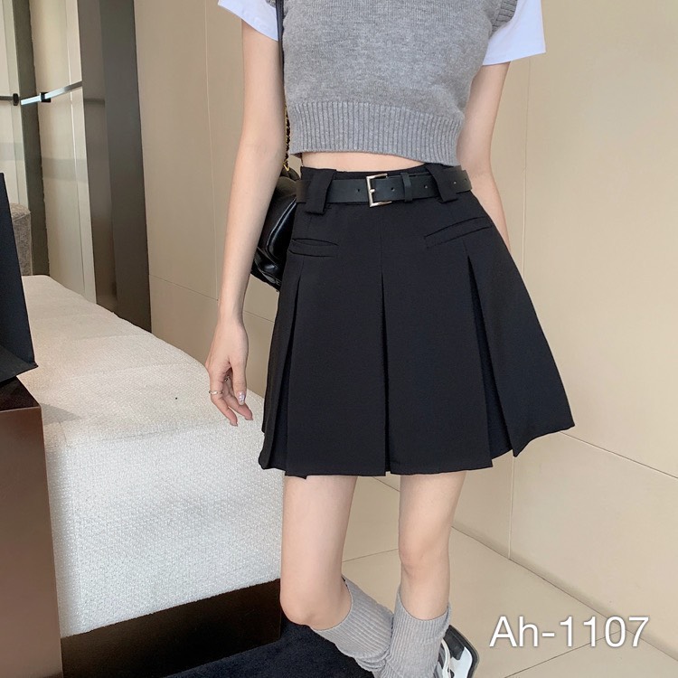 Cvkemdai1107 Chân váy xếp ly kèm đai