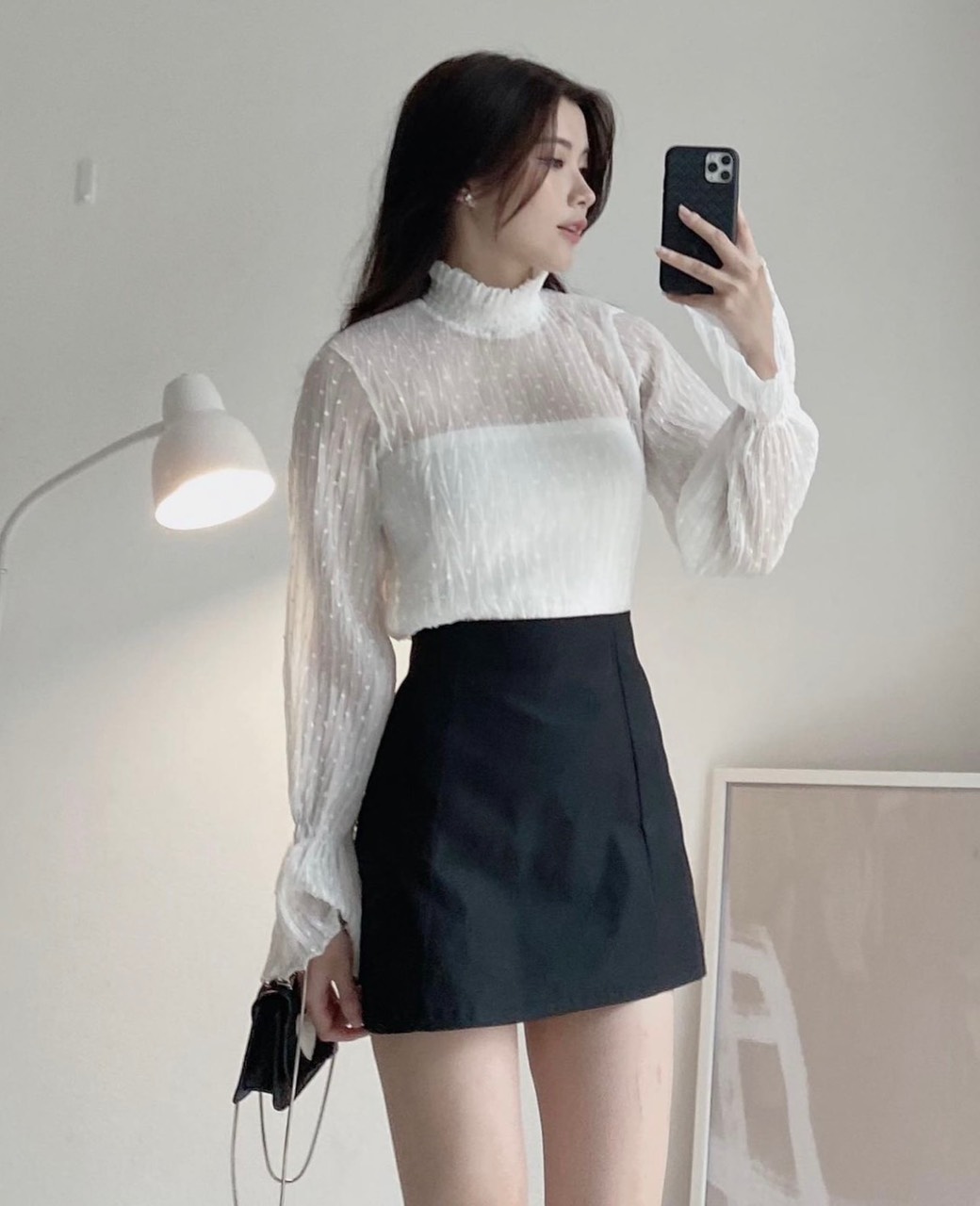 Aorencobeo293330 set áo cổ bèo kèm quây