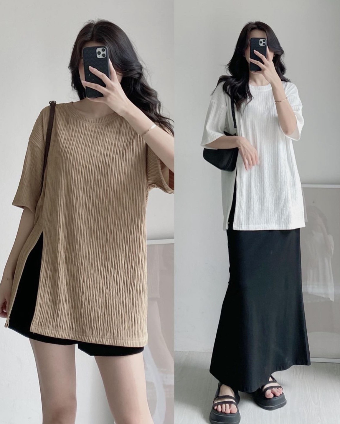 Áo xốp xẻ tà 1 bên Aoxeta490.49_NauP0K6