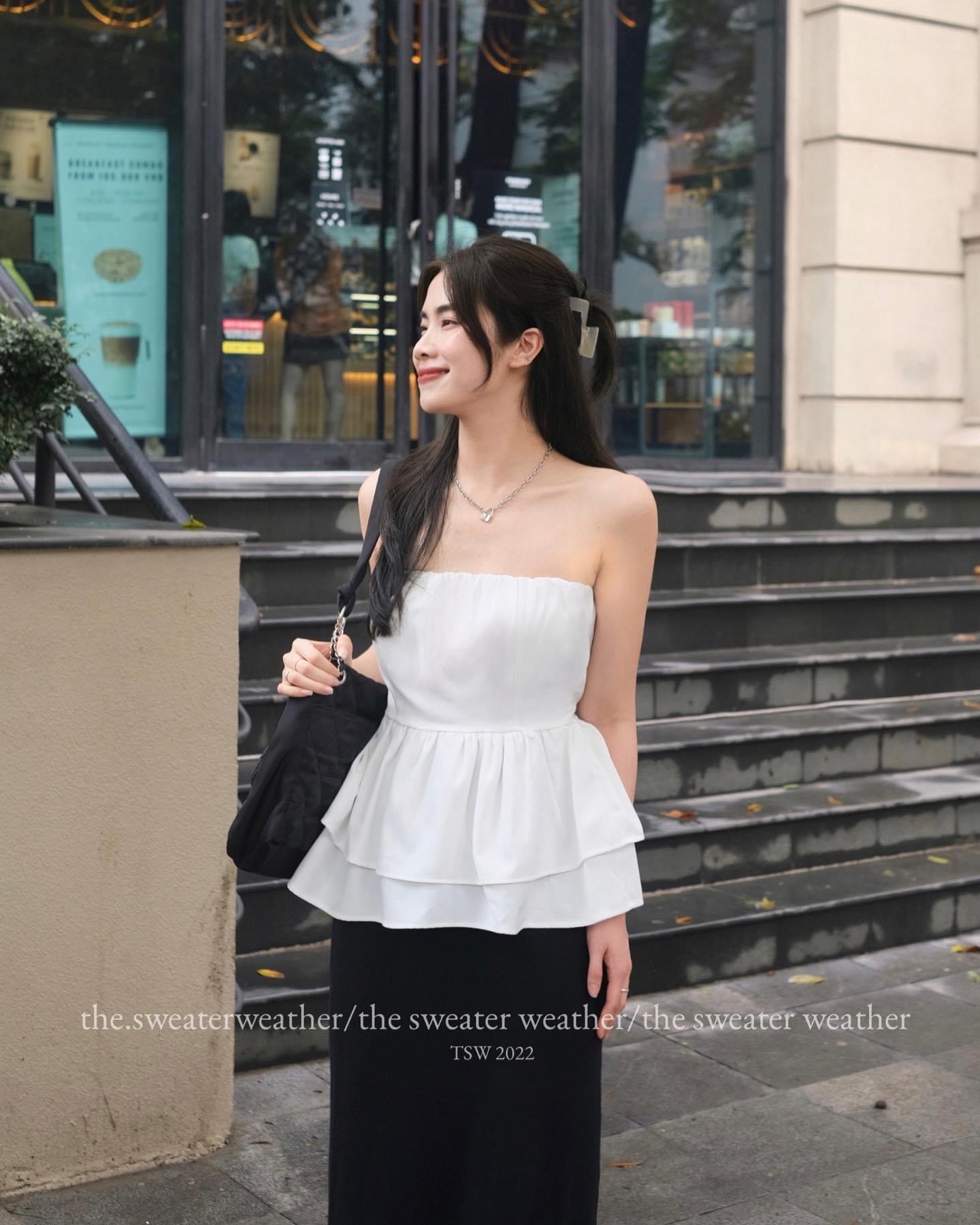 Áo quây trơn peplum chun lưng siêu xinh4  Ao3372