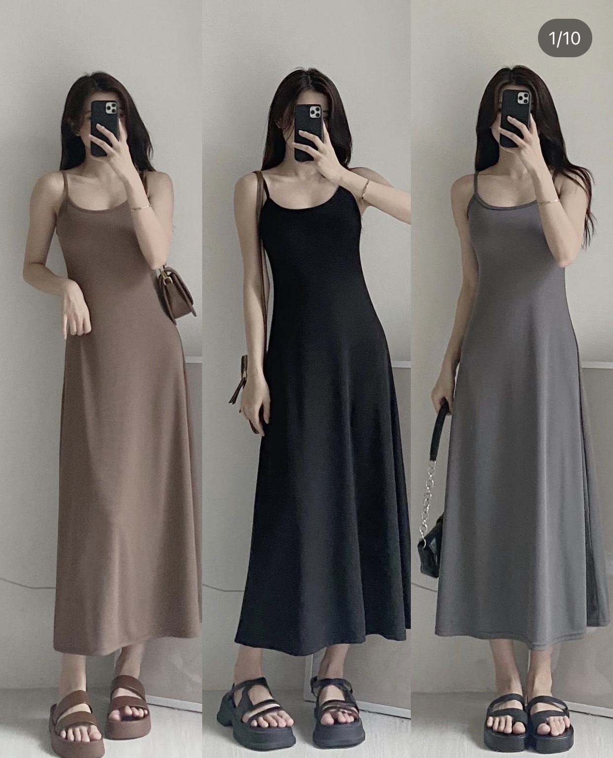 Mã 225 Váy 2 dây chất tăm lạnh dáng ôm trên xoè dưới cực kỳ tôn dáng