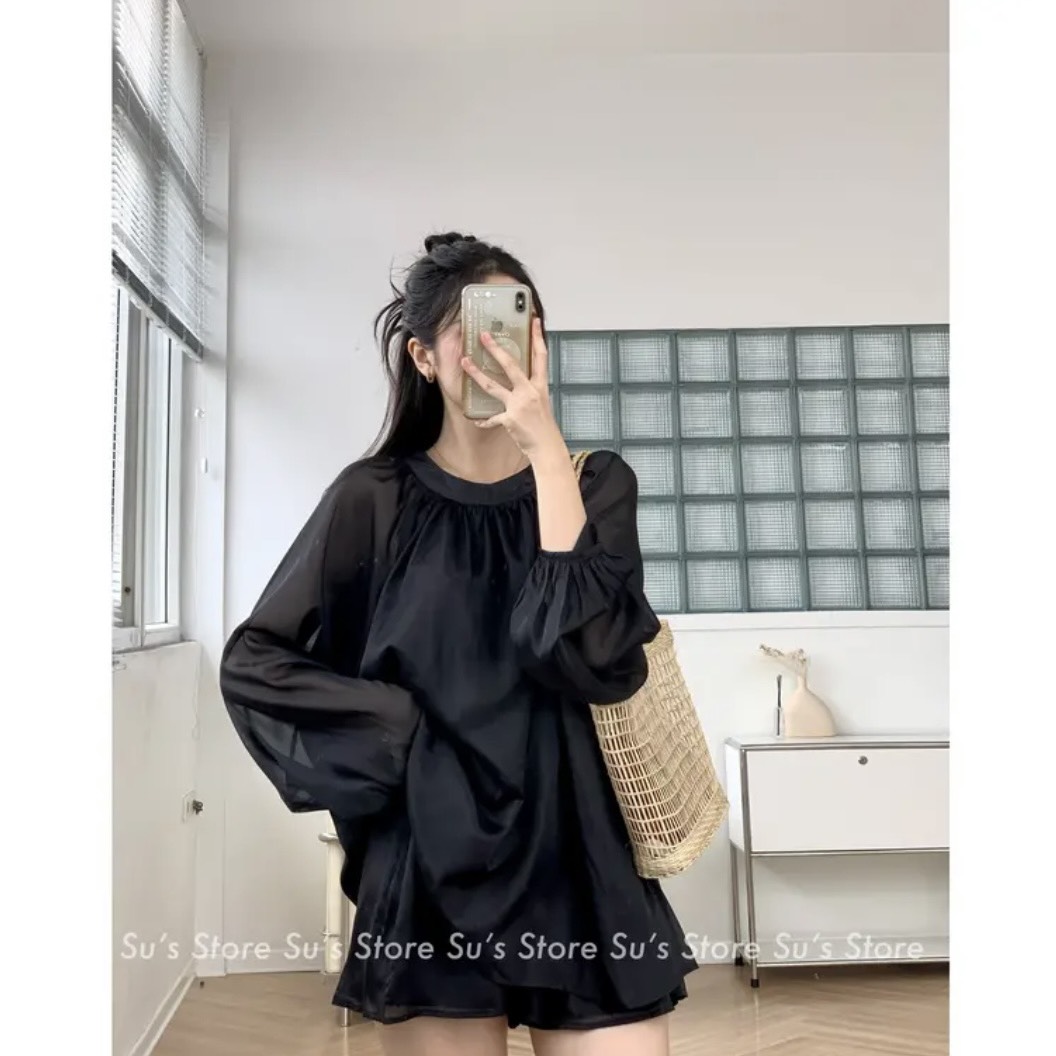 Sét áo cổ yếm dài tay và quần sooc chất tơ - 247store.vn - Set2076_P6