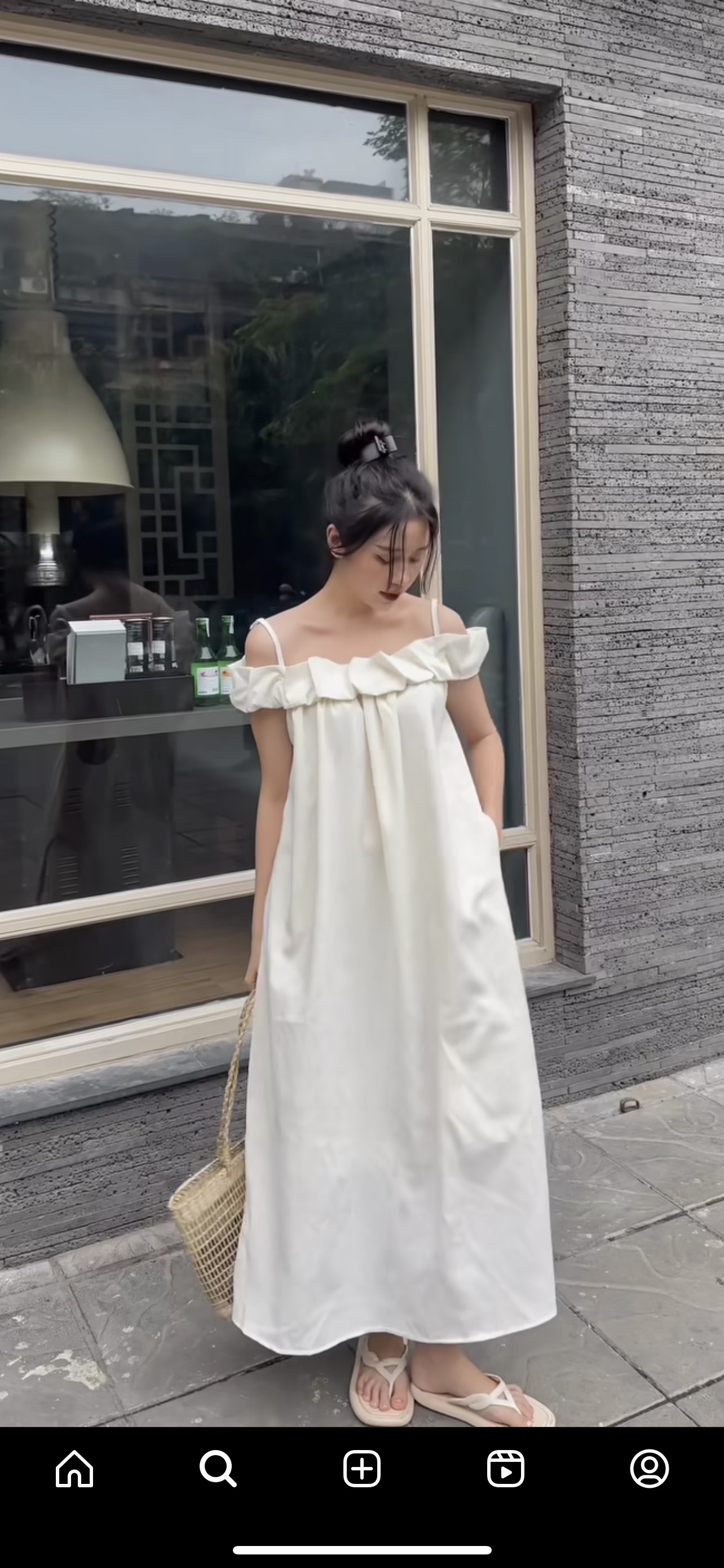 Váy 2 dây bèo ngực chất đũi mềm mát - 247store.vn - Vayduitrevai3400