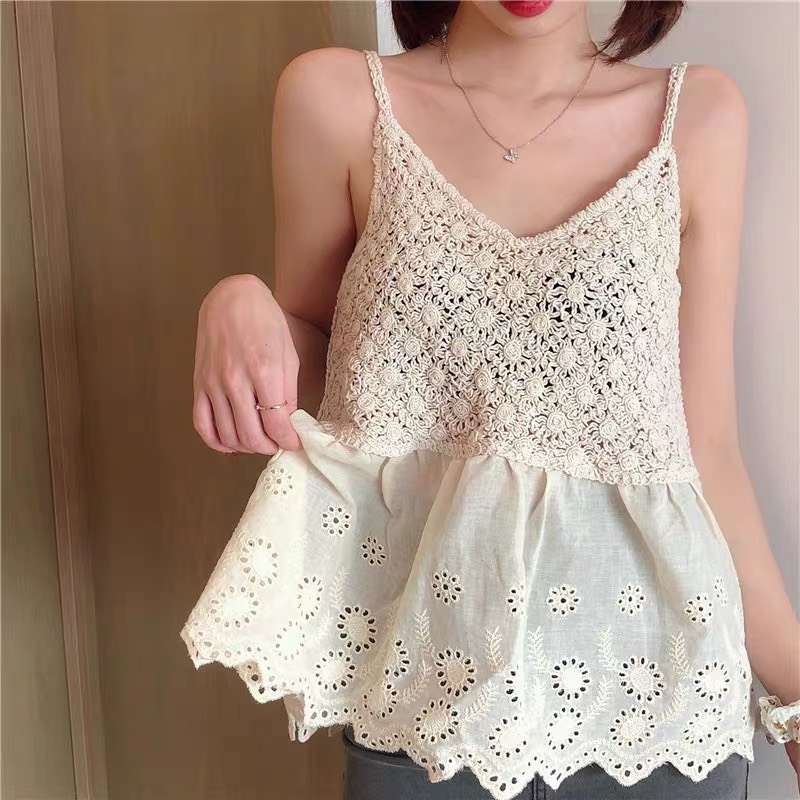 Áo len hoa phối vải thô hoạ tiết Hàng QC Ao2sthohoa_BeP6k8