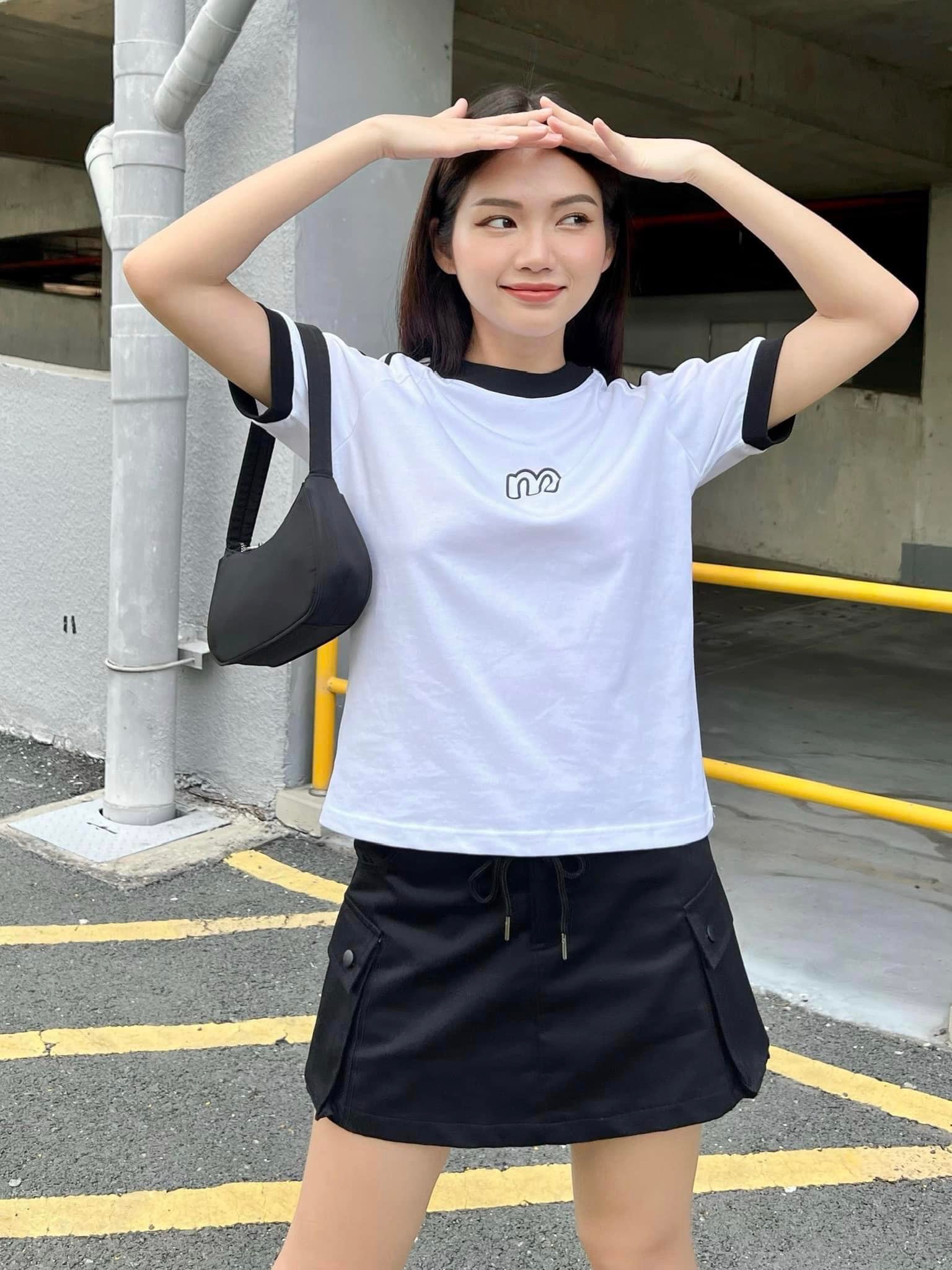 Áo Thun BABYTEE thêu chữ M phối viền kẻ sọc Babyteetheum870_TrangP041