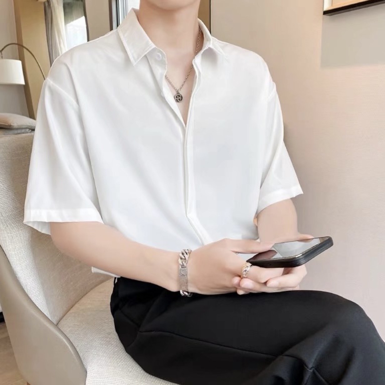 Áo sơ mi nam trơn basic 