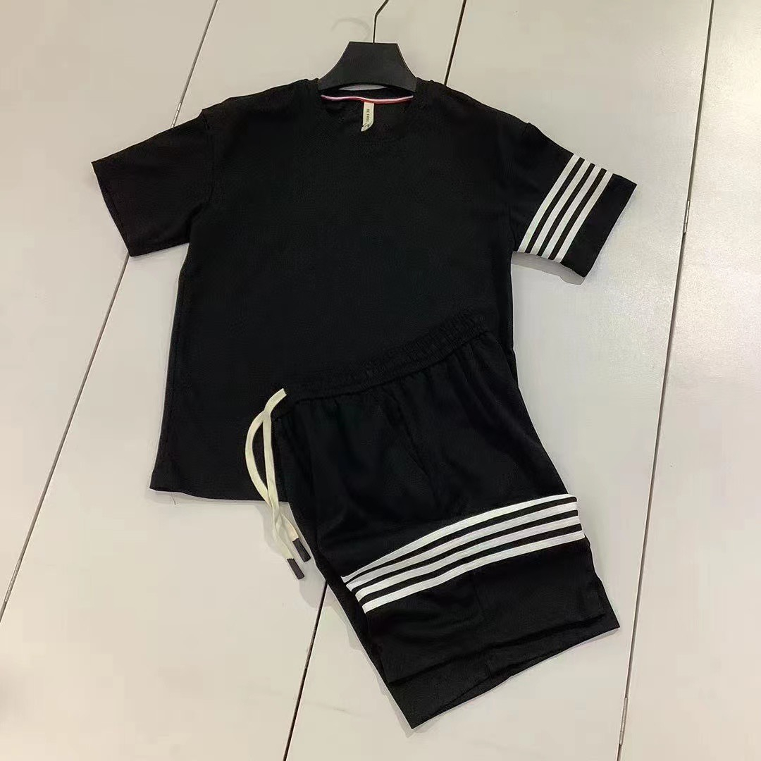 Bộ nam phối tay hàng Quảng Châu áo cộc tay và quần short thể thao nam 909