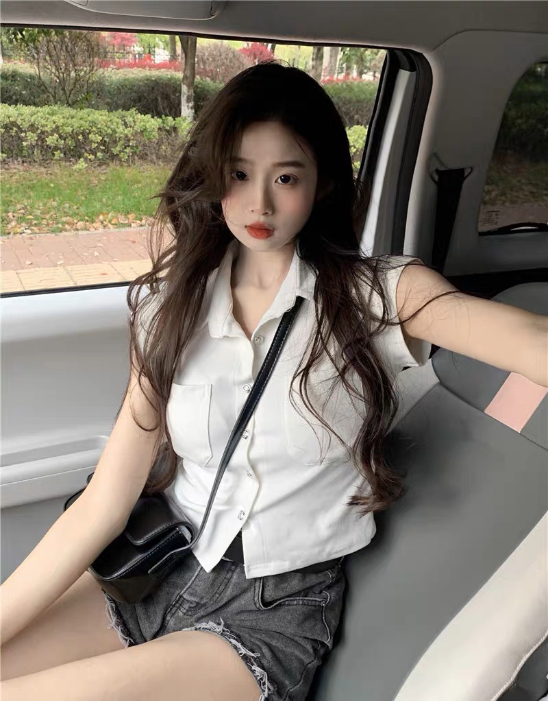 Hot Áo Thun Ngắn Tay Ôm Dáng Eo Cao Không Tay Thời Trang Mùa Hè Cho Nữ Siêu Xinh 3035