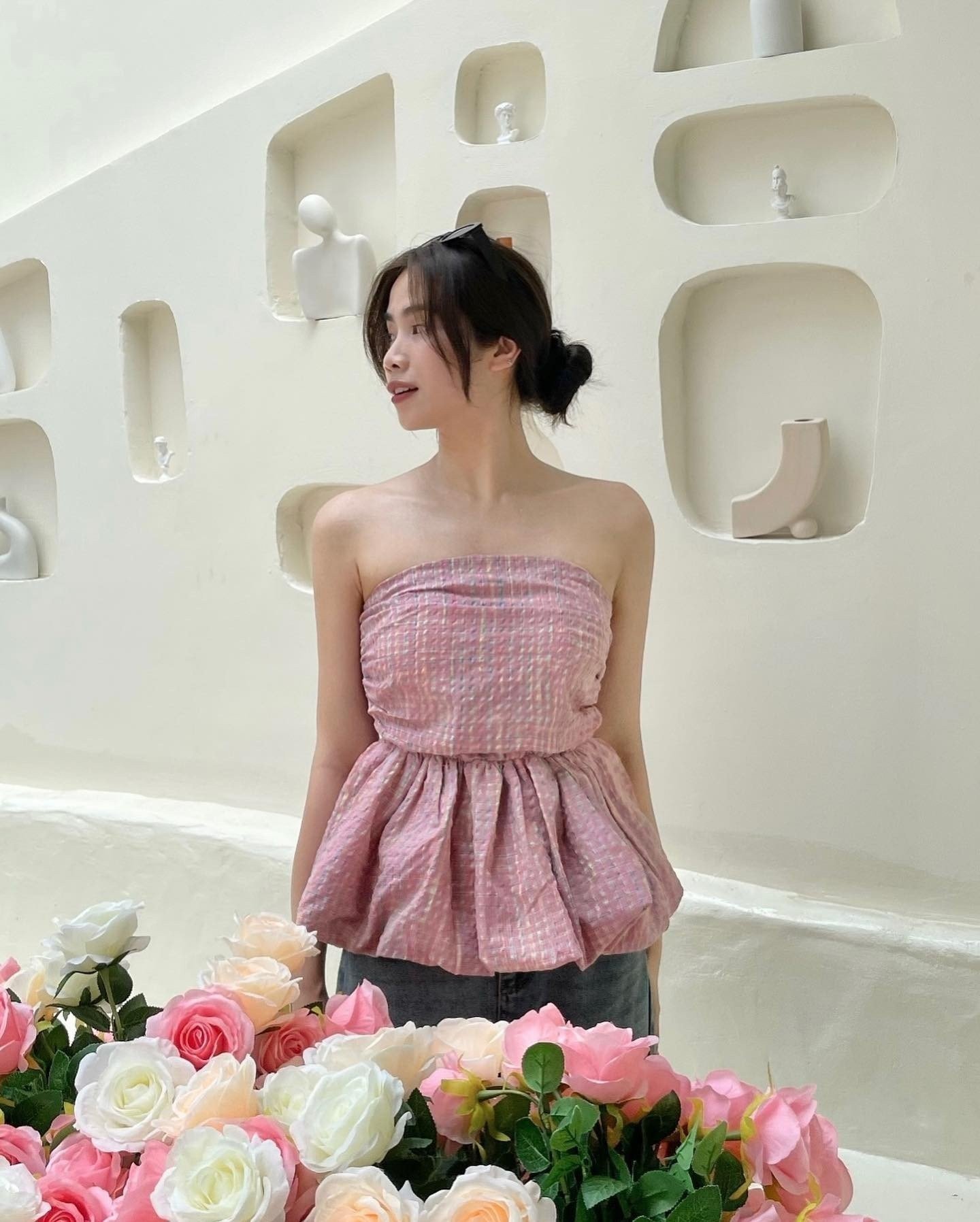 Áo quây peplum kẻ lưng chun kẻ hồng Ao3010_Hong_P12K2