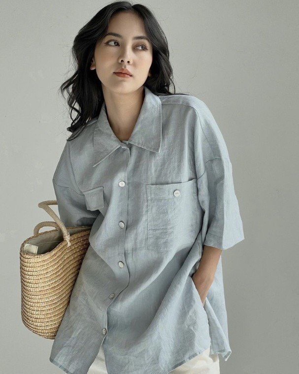 Áo sơ mi nữ lưng xẻ Áo sơ mi nilen mát 