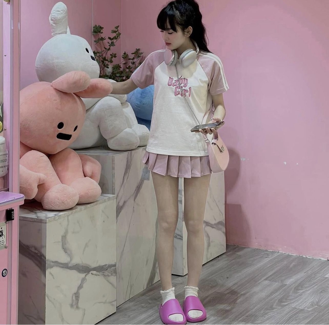 Áo babytee thêu chữ baby girl phối tay chạy sọc thêu chữ xinh xắn sịn sò  9101
