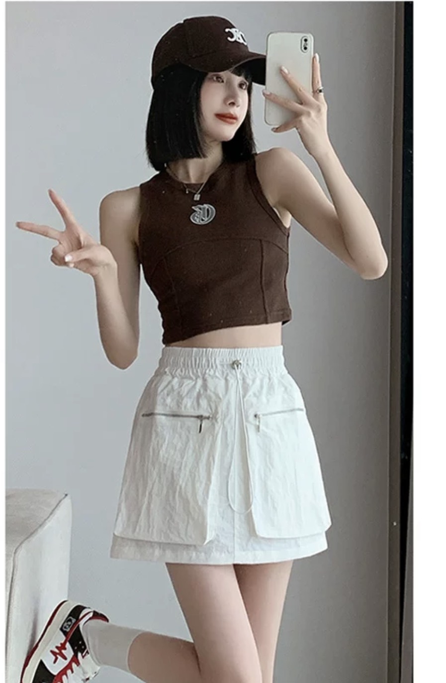 Chân váy ngắn cạp chun dây rút túi kháo 2 bên cá tính phong cách  Chanvay6931_P1K5