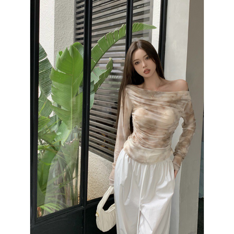 Áo trễ vai croptop loang Aoloangtrevai284 