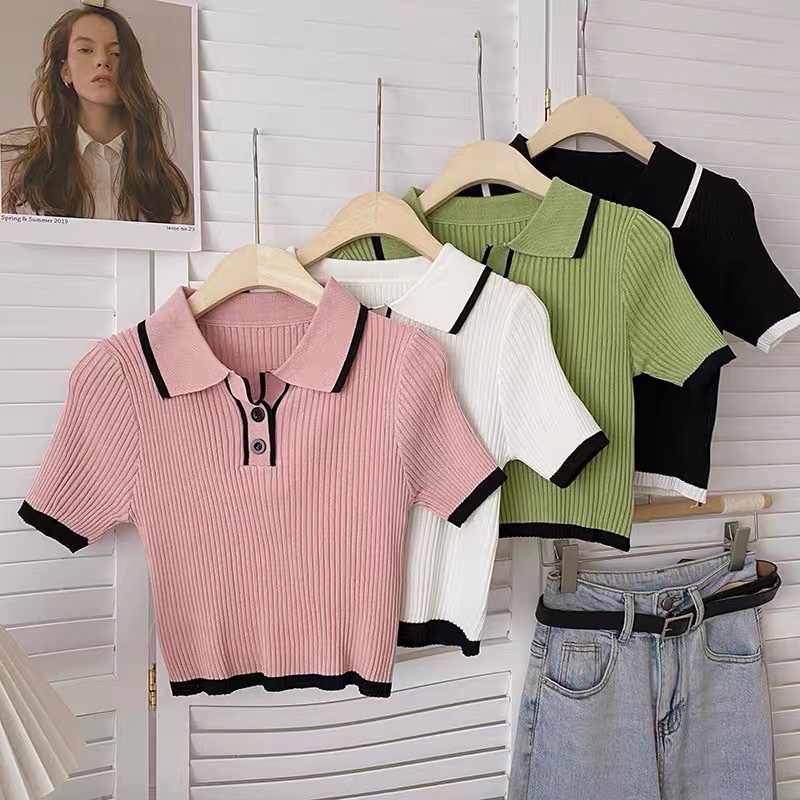 Áo len polo croptop cổ bẻ tay ngắn AolenpolocroptopA11 
