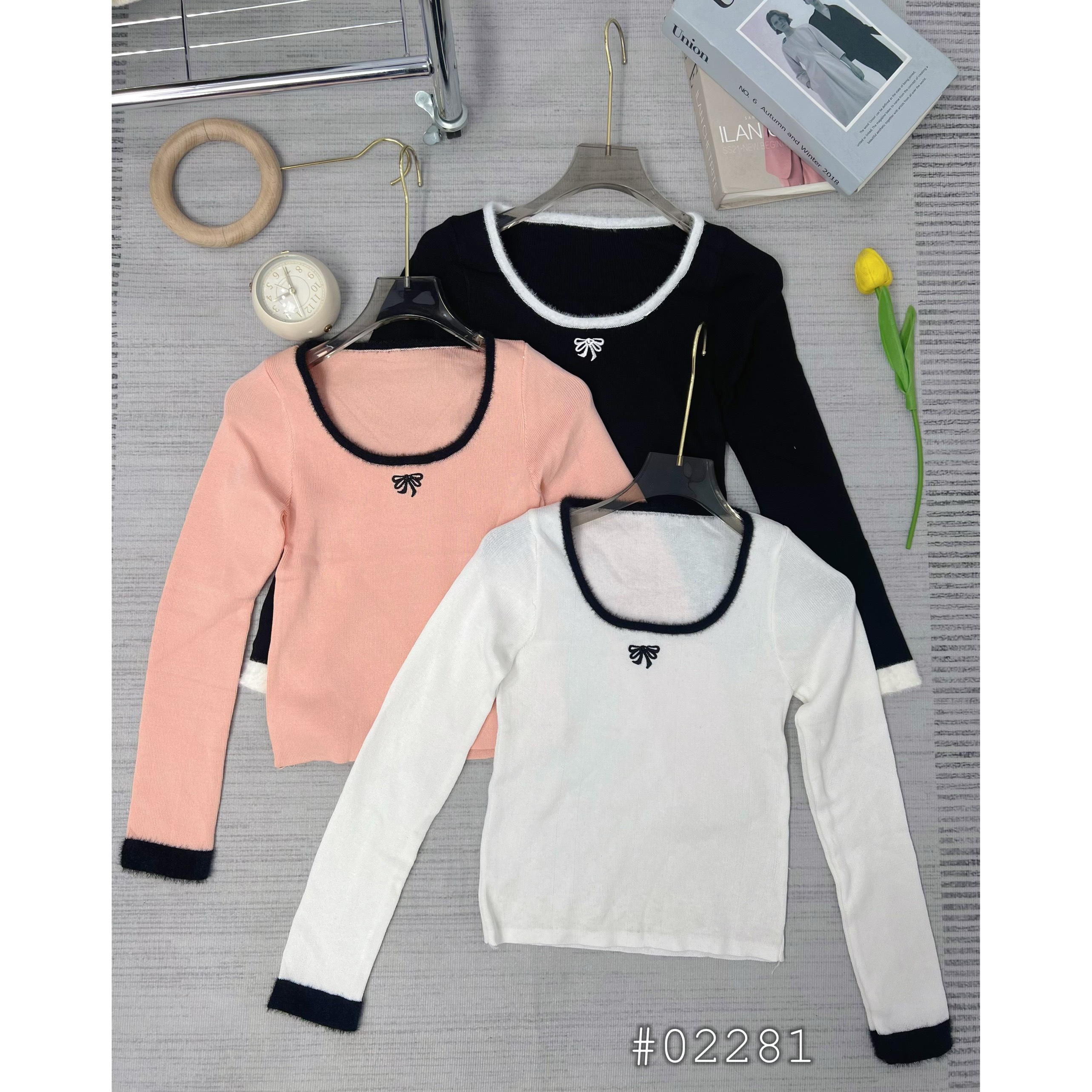Áo len dệt kim cổ vuông Aolendetkim02281
