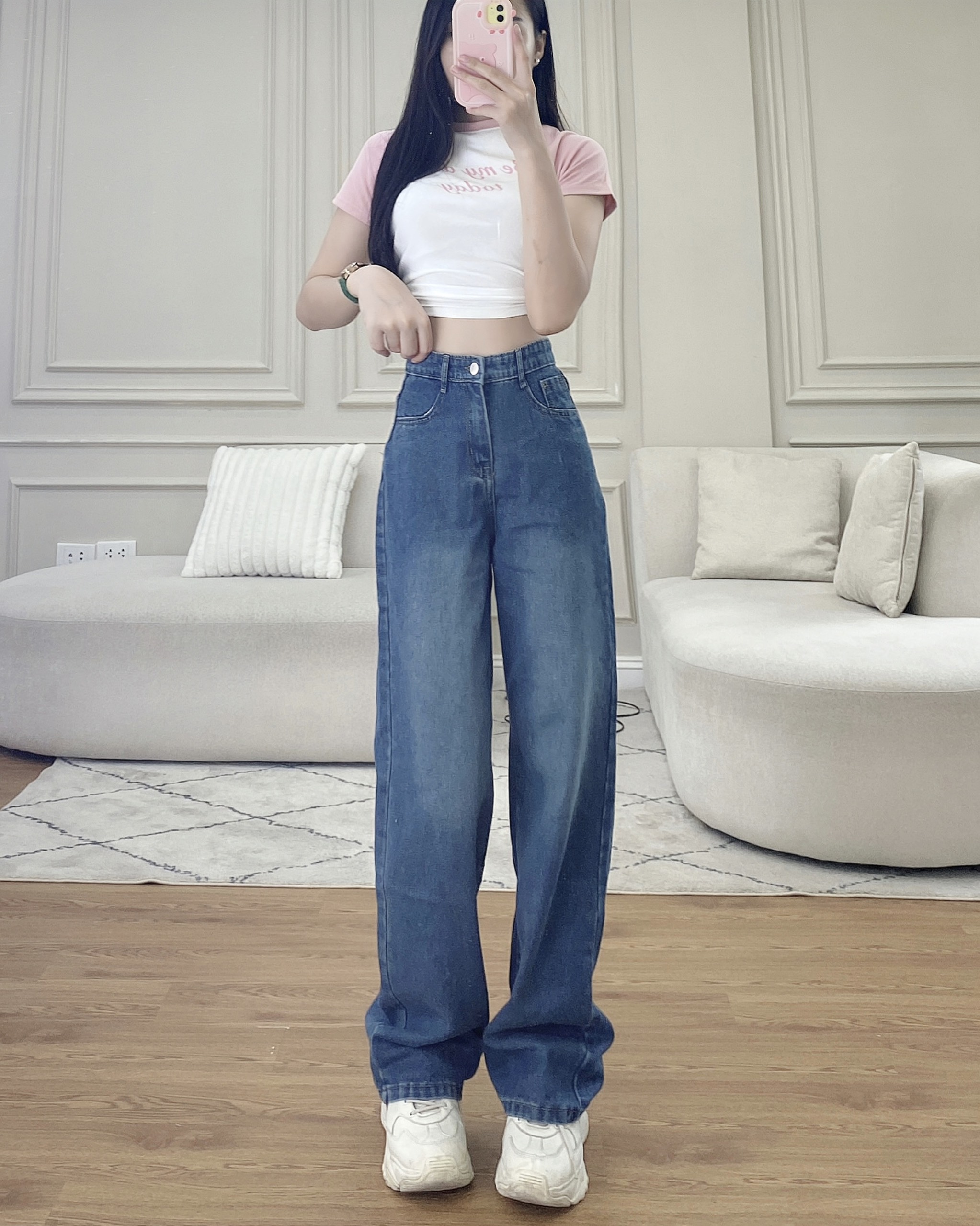 Quần jeans lưng cao ống rộng QuanjeanQ900