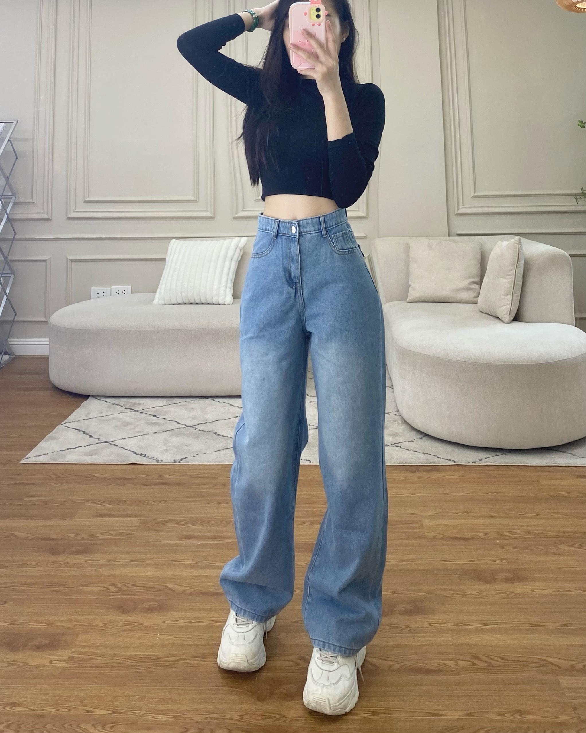 Quần jeans ống rộng màu  vintage Quan7562