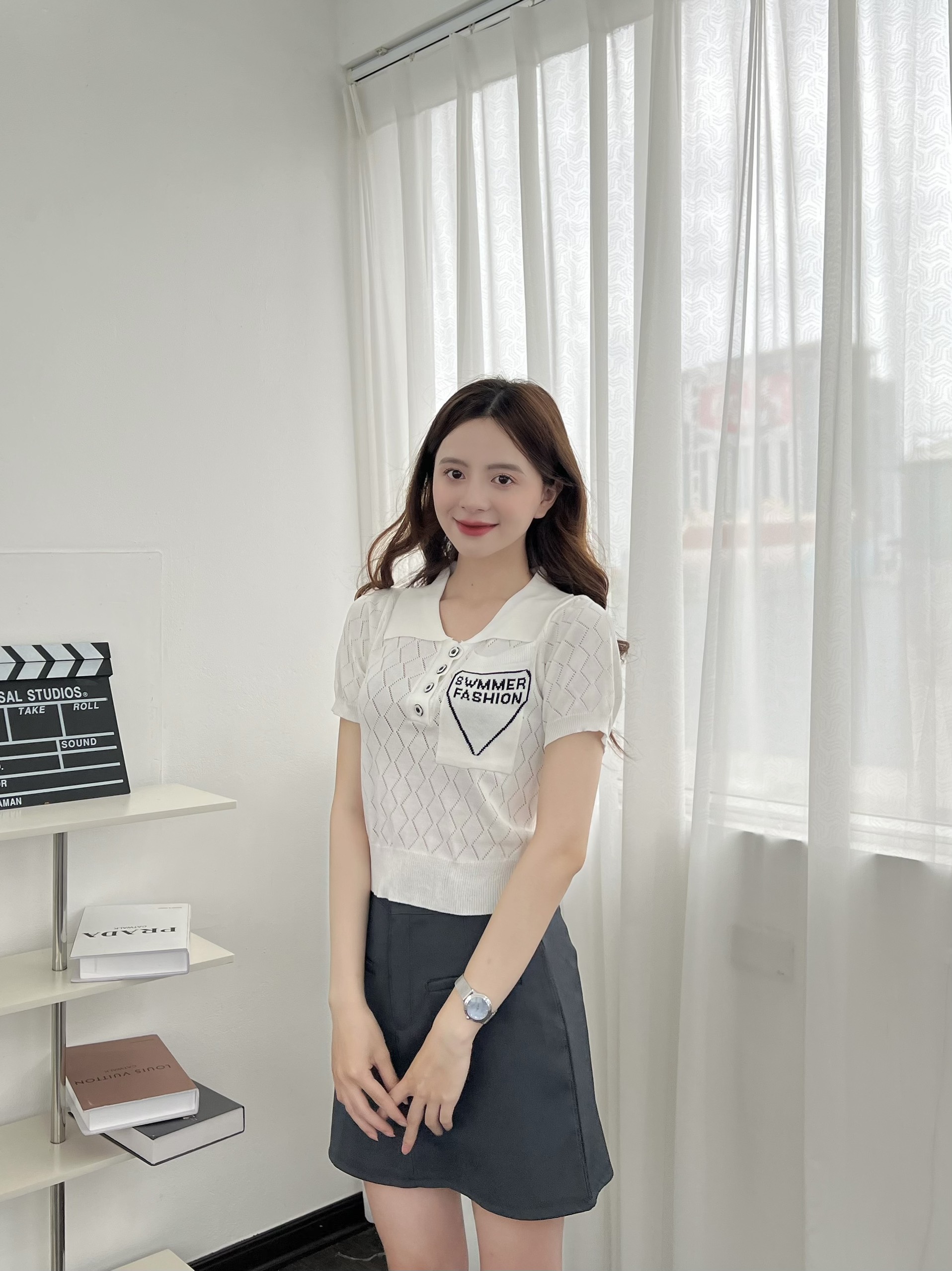 Áo len sweater cộc tay Aomongtoghicoduc496 