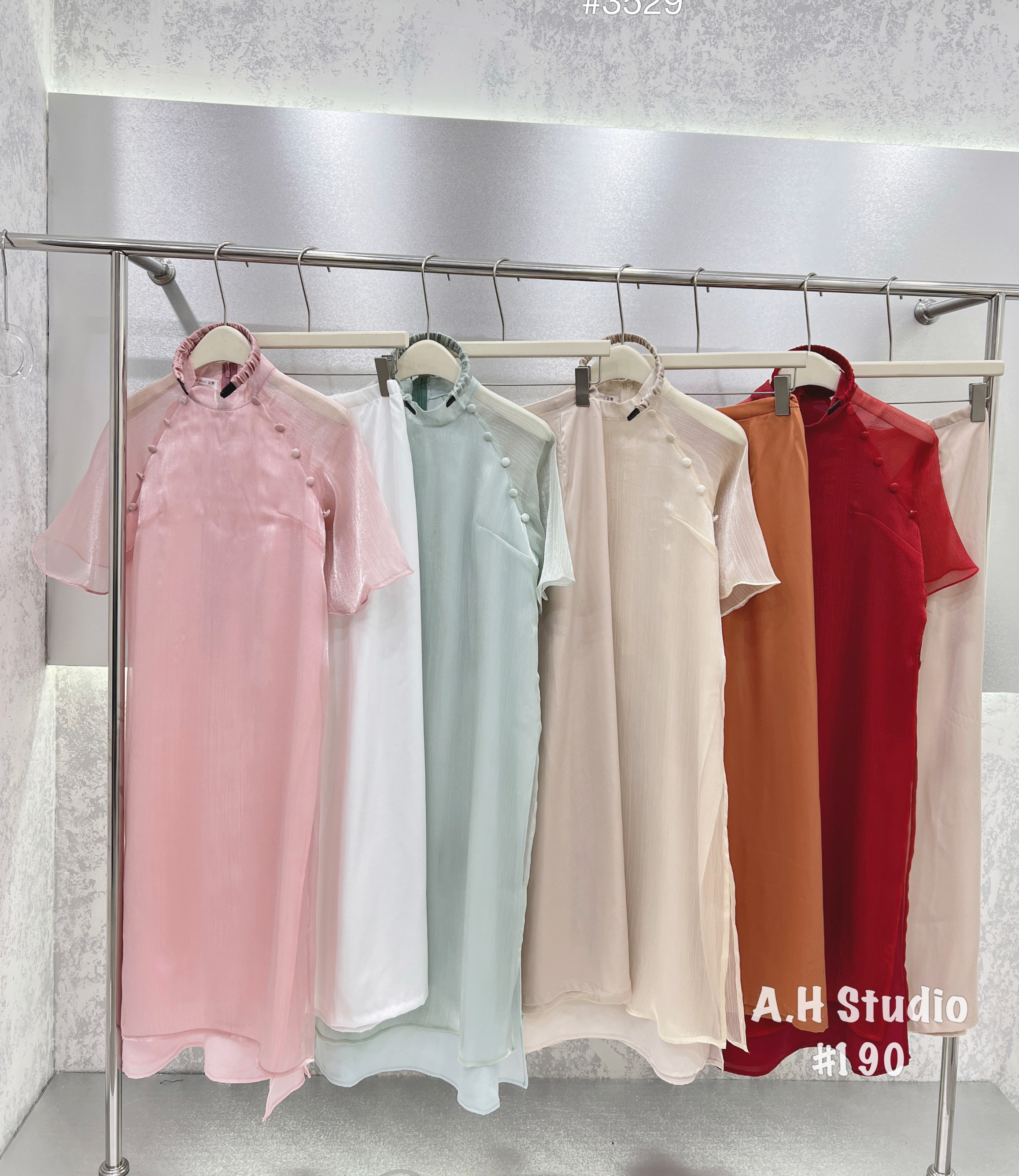 Set áo dài voan tơ tặng kèm bờm AodaivoanAD20 