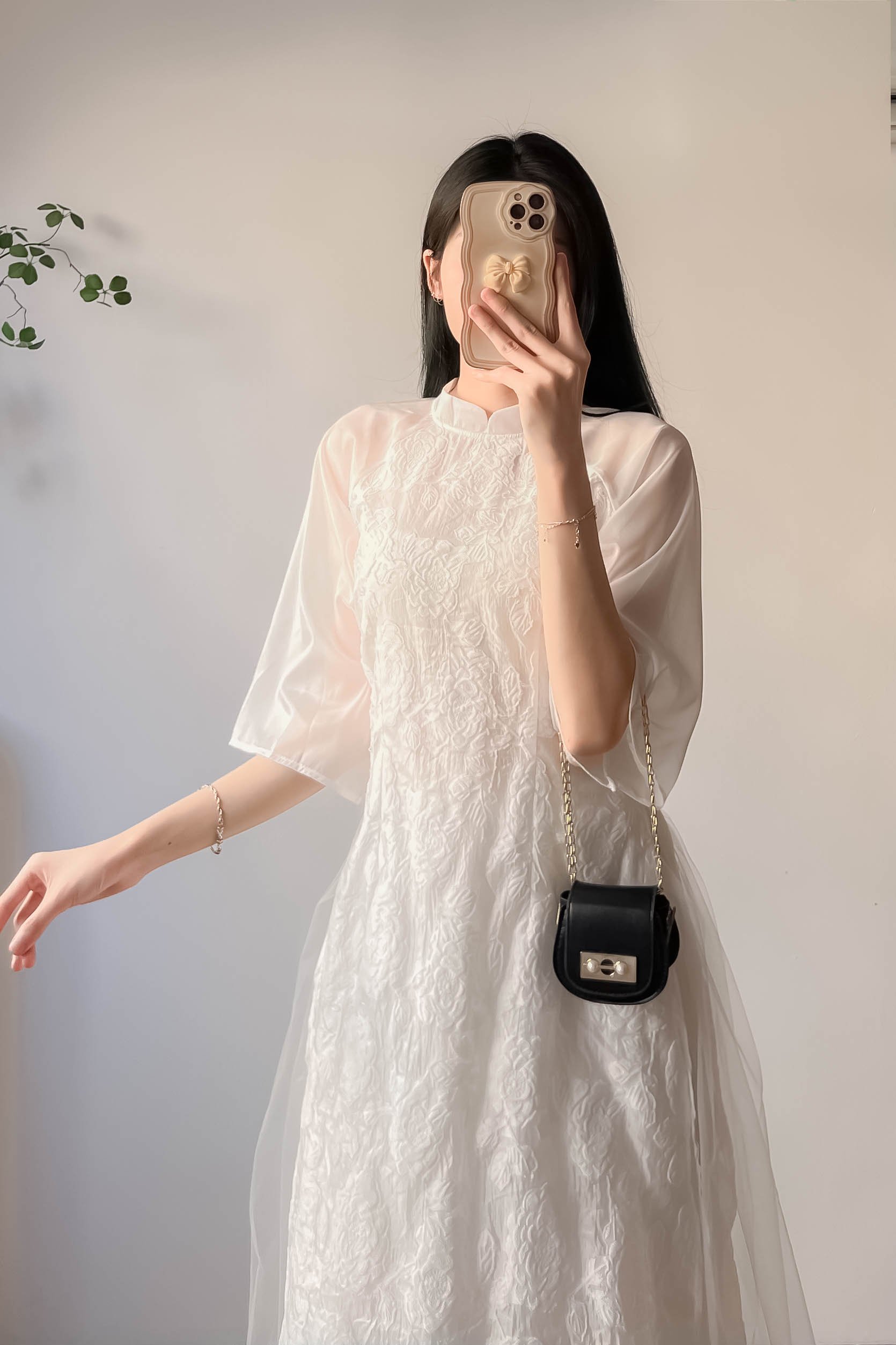 Set áo dài gấm hoa  Aodai213 