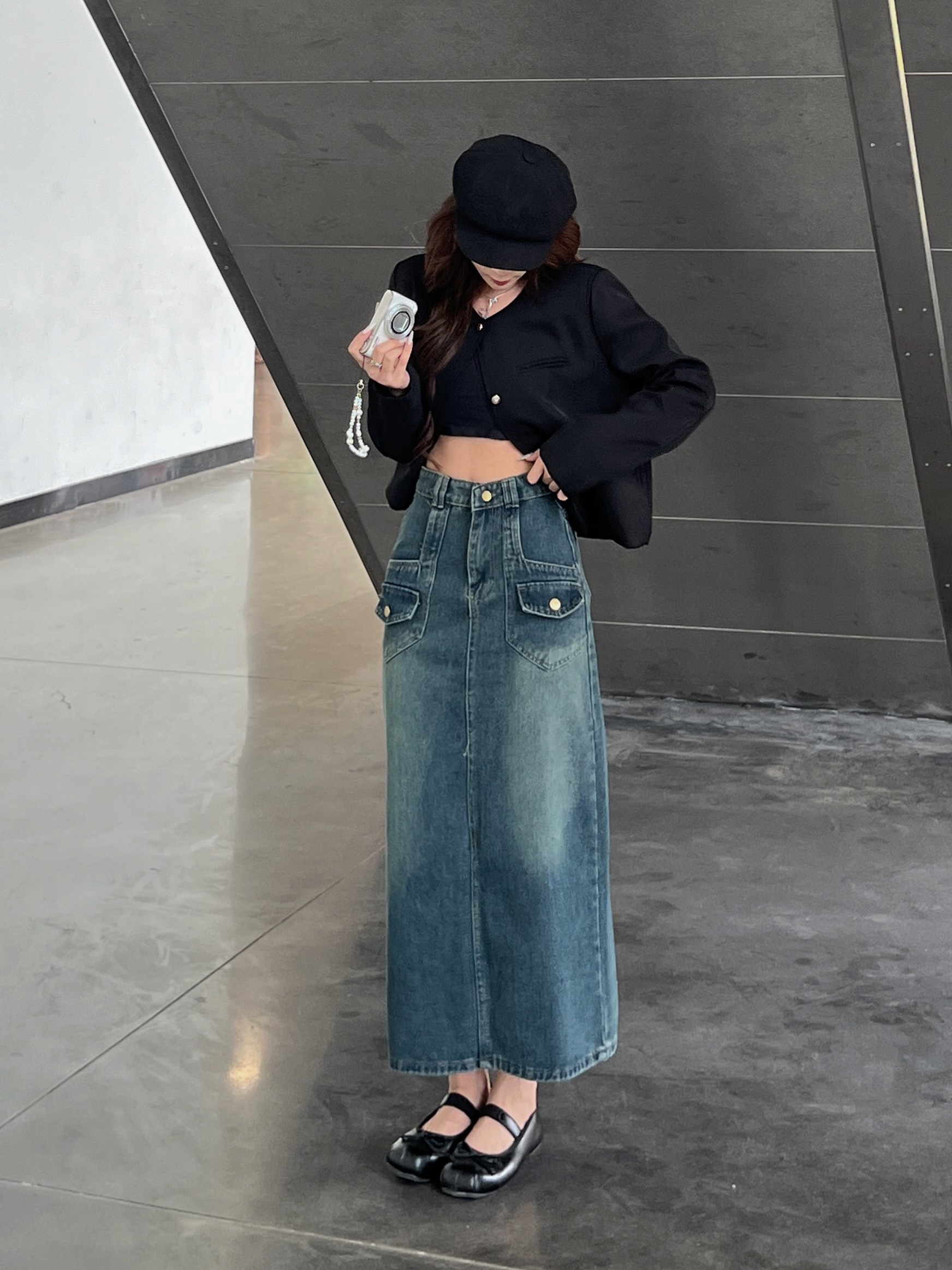 Chân váy denim Chữ a Lưng Cao Cvjean2tui212