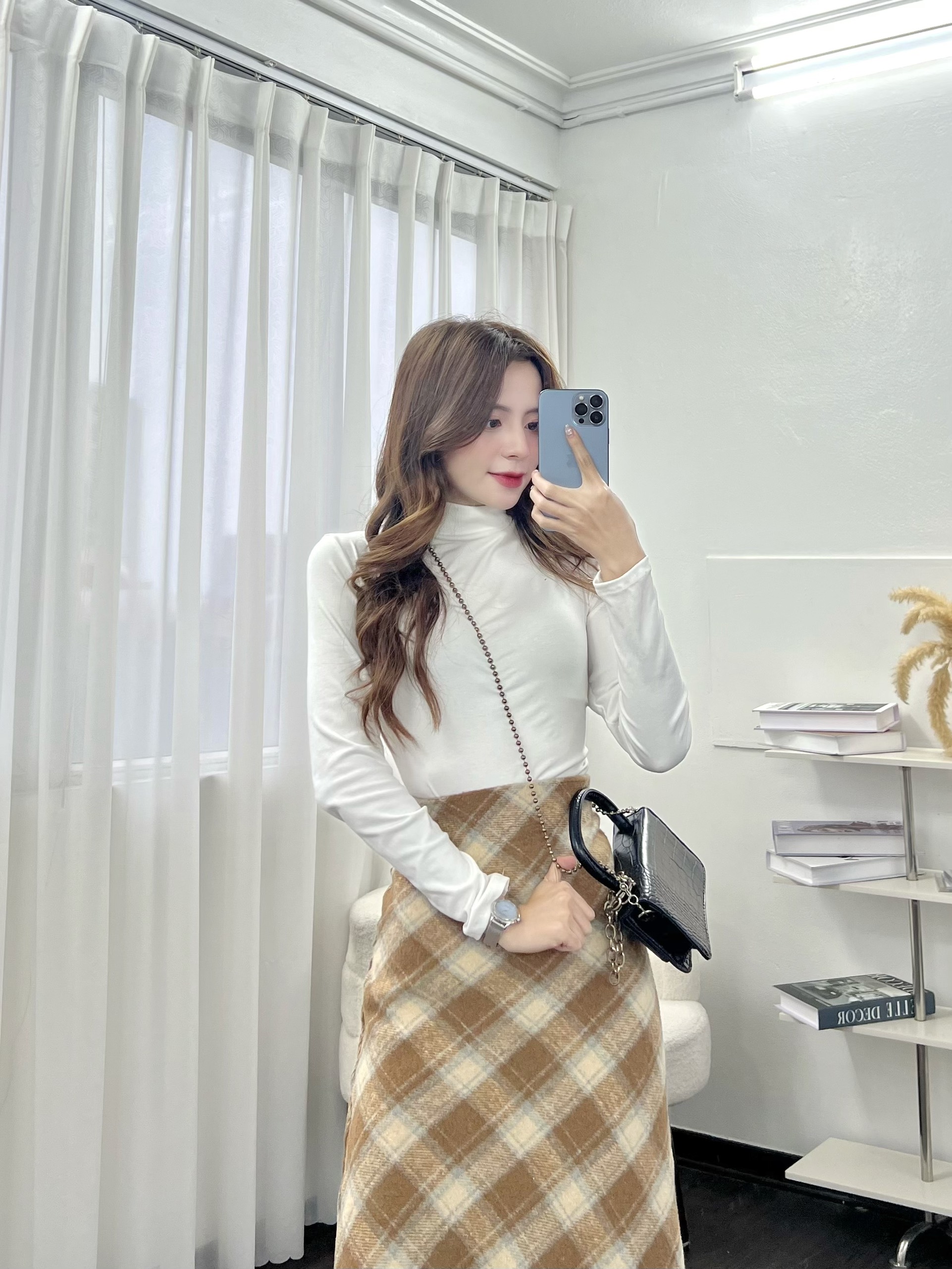  Chân váy dạ kẻ ô CVdakedai380