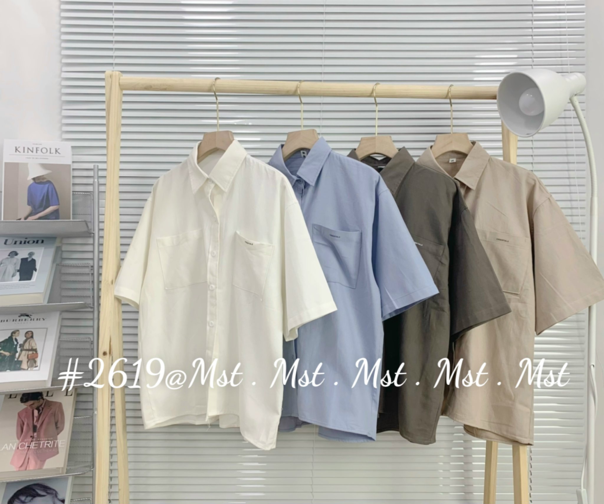 Áo sơ mi cộc tay chữ Essentials  AoSMEssential2619 