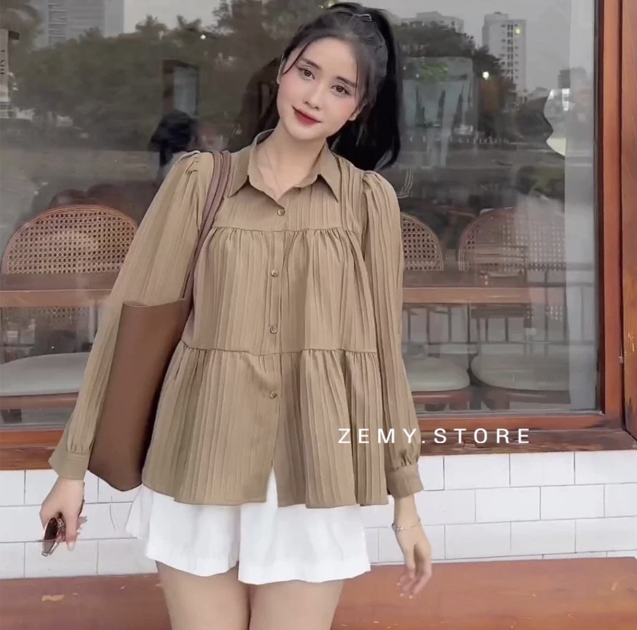 Áo sơ mi bèo tầng xốp nhăn Somi734 