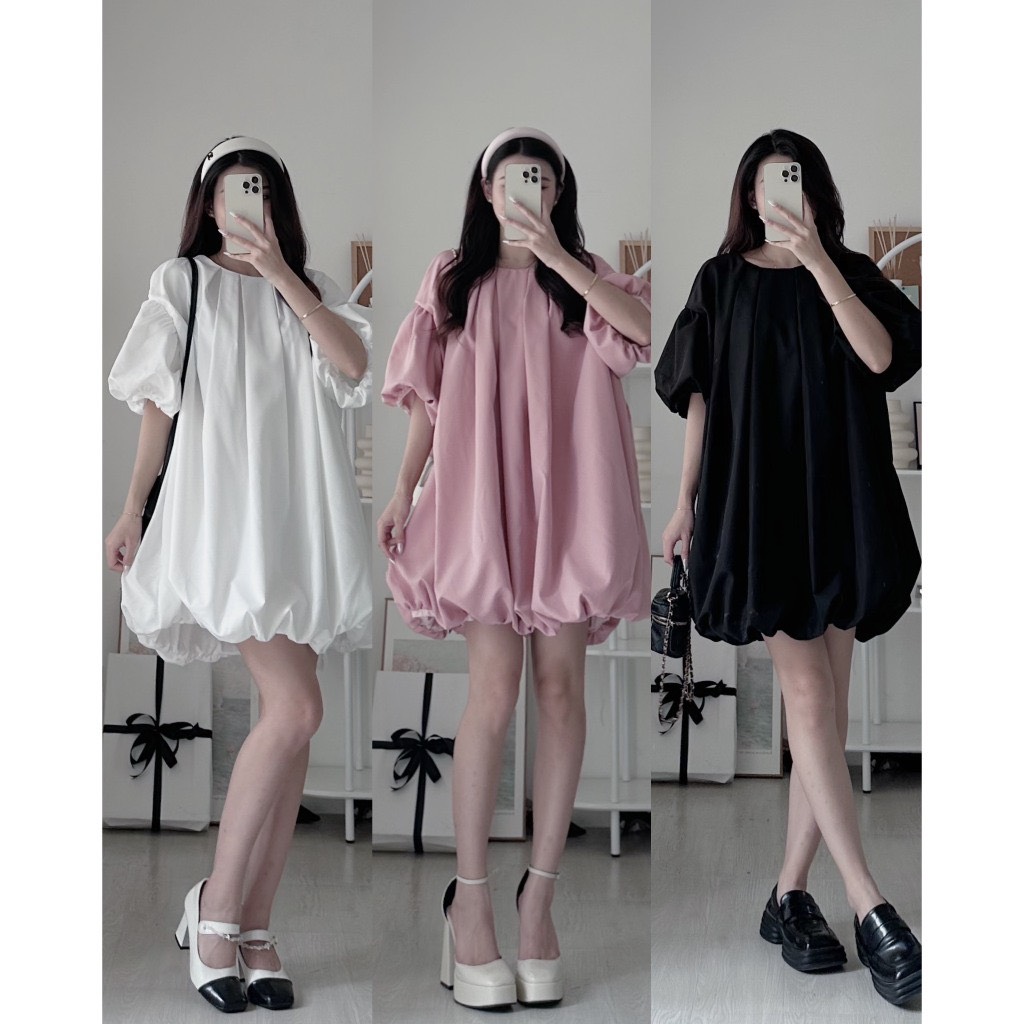 Váy tay phồng chất thô Vaybabydoll486 
