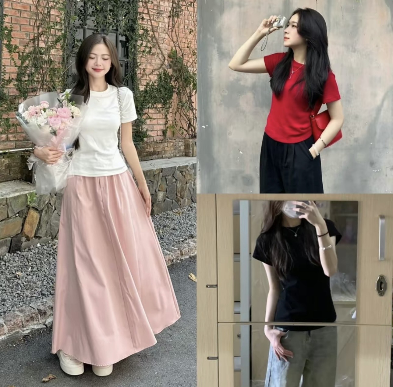 Áo thun trơn form ÔM babytee Aothuntron279