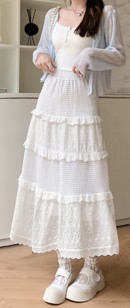 CHÂN VÁY REN TẦNG MIDI CVren1258