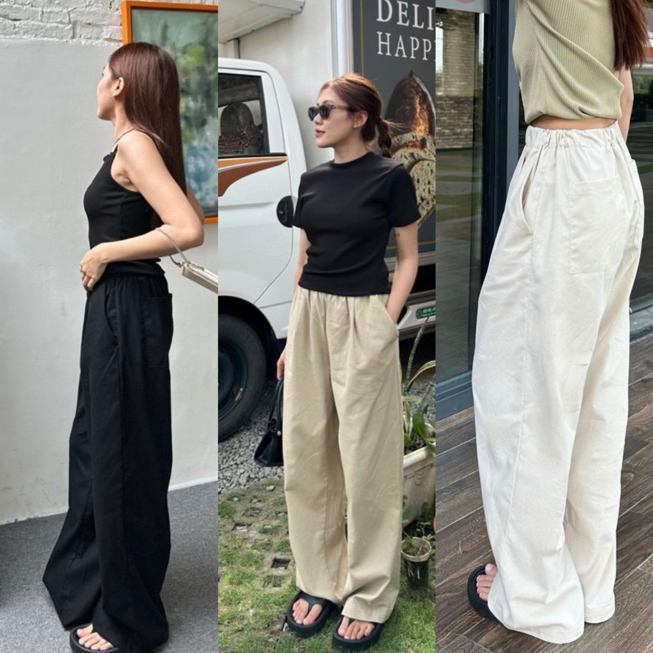 Quần cạp chun suông rộng chất linen Q6889