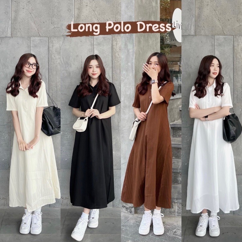 Đầm polo dáng dài kèm váy dây lụa Vay825