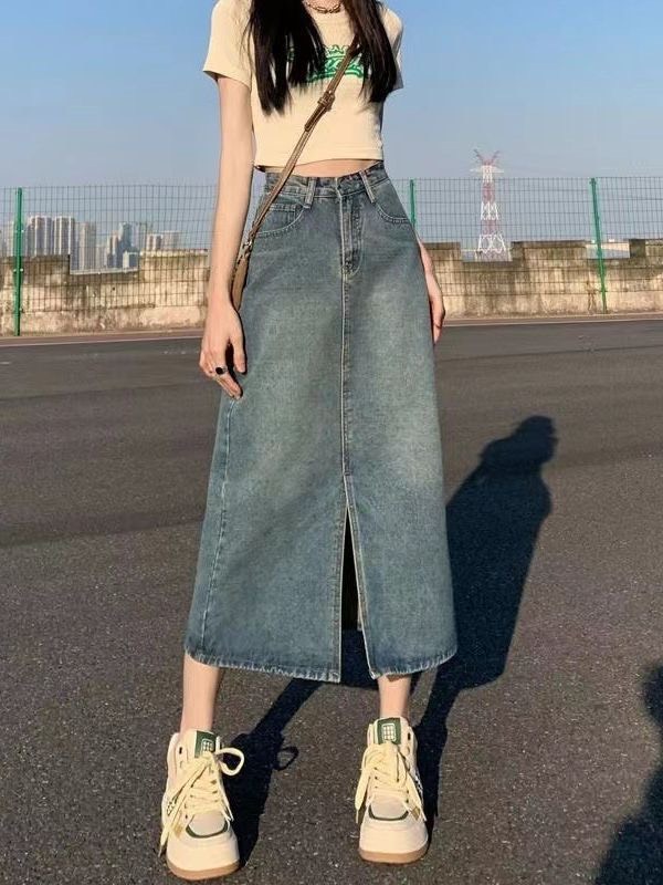 Chân váy jeans trơn bazic   cvtron930