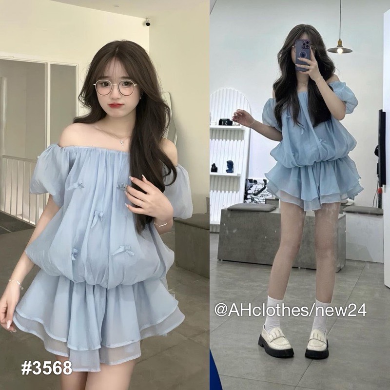 Váy quả bầu đính nơ Vaydinhno3568