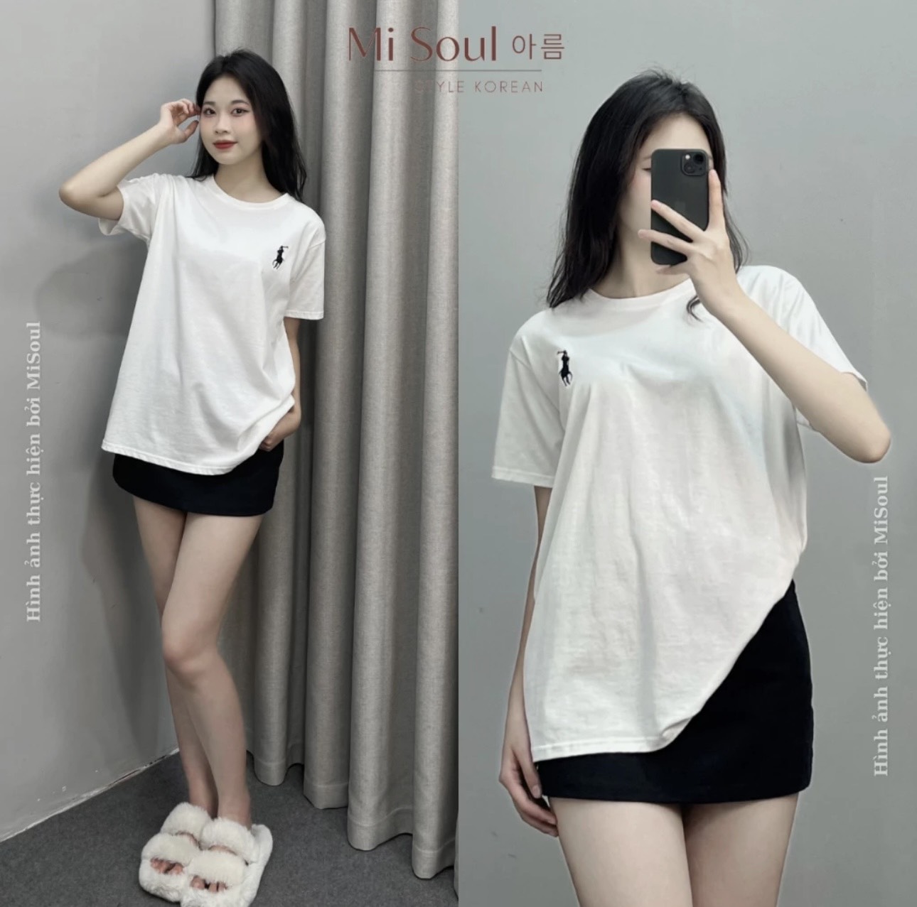 Phông trơn thêu ngựa  Aophongngua8082