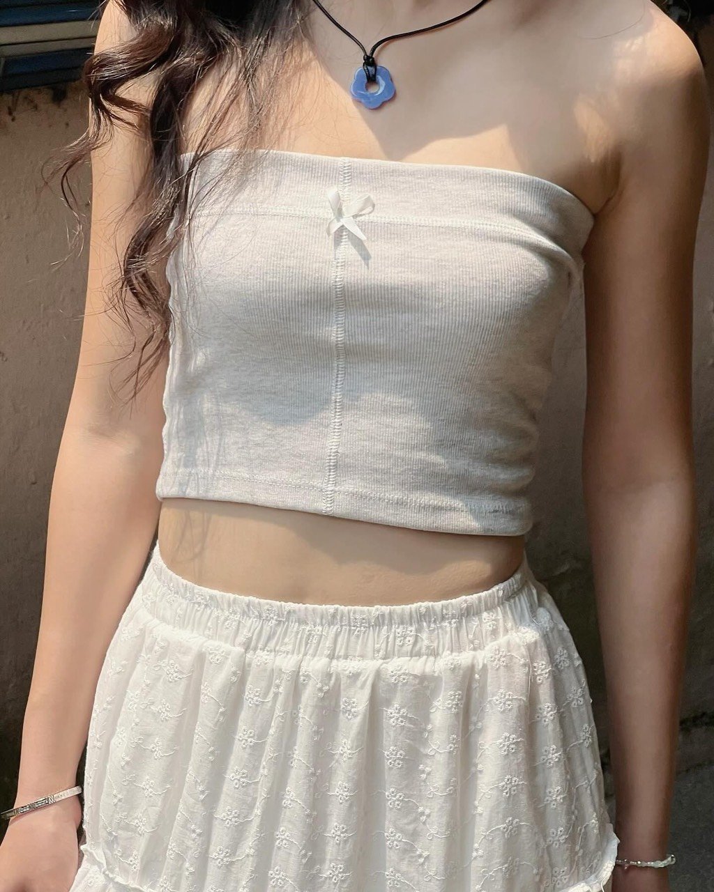 Áo ống nữ croptop đính nơ Aoong287