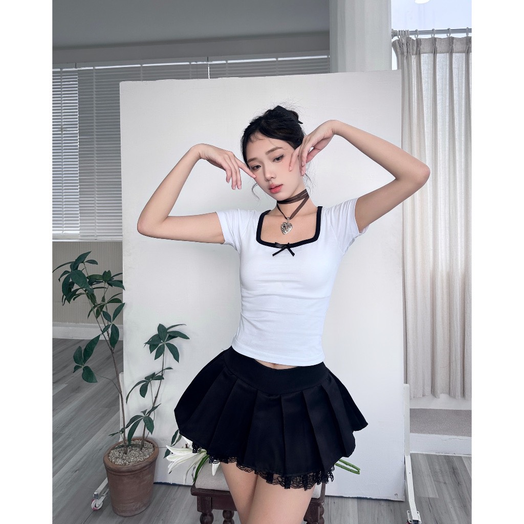Áo thun form ôm cổ vuông Aocovuong3320