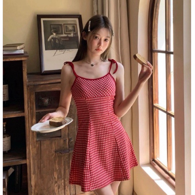  Váy 2s kẻ sọc đỏ Vayke7520