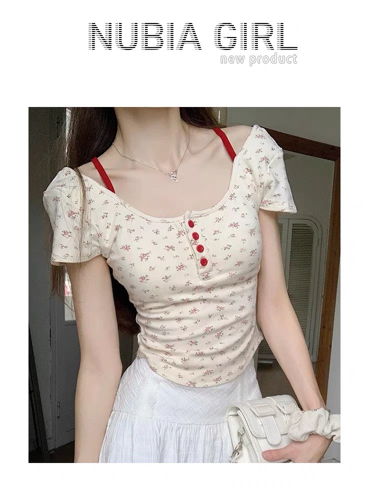 Áo croptop hở lưng hoa đỏ Crtholunghoado1155